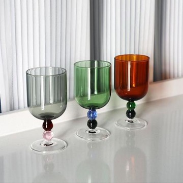 新品美索米亞復古中古杯彩珠玻璃杯子香檳杯紅酒杯冷飲果酒杯小酒