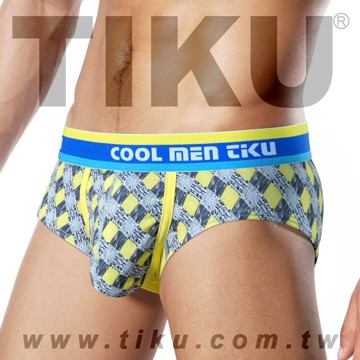 TIKU 梯酷 ~ 雅格-超彈貼身三角男內褲(GY1153)黃灰