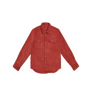 率性百搭寬鬆條絨工裝襯衫(深桔)-中性