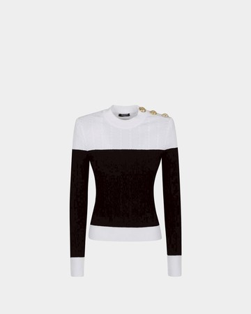 BALMAIN 黑白拼接針織上衣 - 40