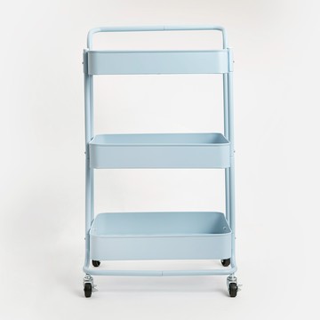 特力屋 烤漆三層活動收納推車 淺藍