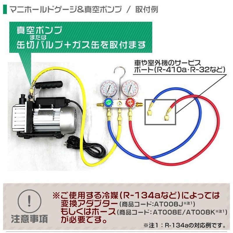 エアコンガスチャージ ガス補充 マニホールドゲージ R134a R32 R410a ...