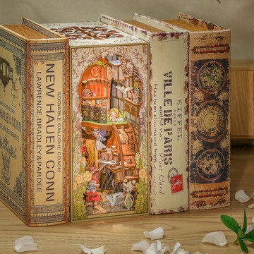 CuteBee精靈樂園木質書立 diy小屋立體3D模型 拼圖積木兒童玩具女男