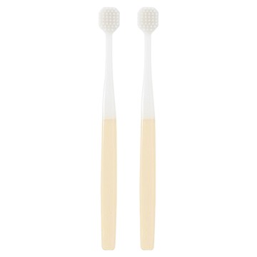 MUJI 無印良品 可替換刷頭的牙刷 寬刷頭/一般刷毛 黃色  2支  1入
