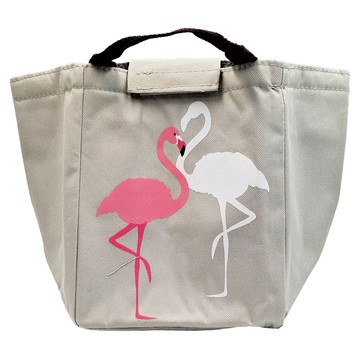 E.City 新款加厚大容量圖案保溫保冷防潑水野餐便當袋 尺寸17x20x23.5cm  灰底鳥