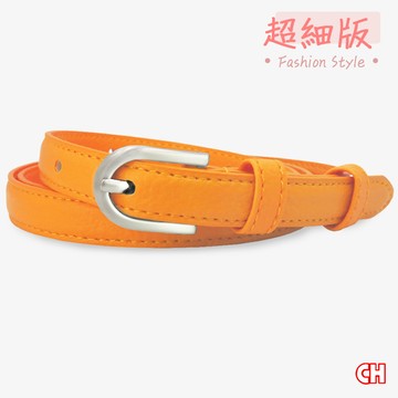 【CH-BELT 銓丞皮帶】俏麗色彩造型 新潮超細版女生皮帶腰帶(橘)