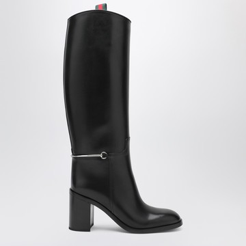 Tall black boot with slim Horsebit