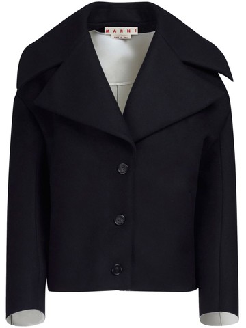 Marni - notched-collar single-breasted jacket - women - Virgin Wool/Polyamide/Cashmere - 40 - Black
