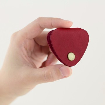 耳機收線器/皮革收納套 --酒紅色