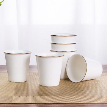 【10只裝】骨瓷杯子迷你水杯喝水白色杯子陶瓷家用飲料杯子酒杯