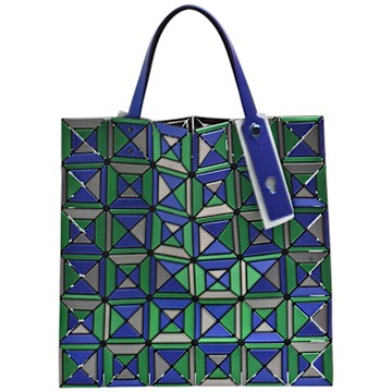 ISSEY MIYAKE 三宅一生ENSEMBLE 6X6雙色幾何方格手提包(蒼藍色)