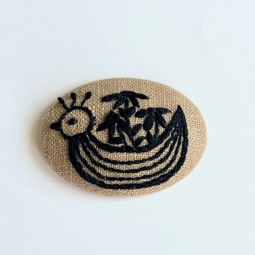 北歐風小鳥花籃刺繡胸針 (hokuo)#292