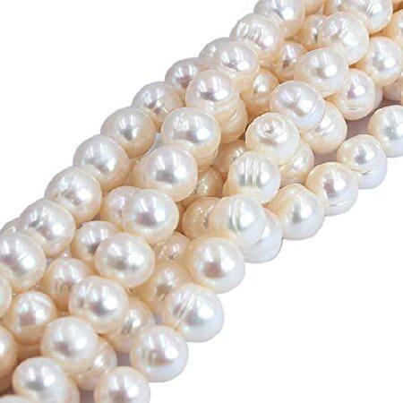 SR BGSJ Jewelry Making Natural 9-10mm Nearly Round White Freshwater Pearl Gemstone Beads Loose Spacer For DIY Design Craft Strand 15