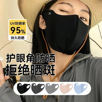 ⭐臺灣優質好物⭐夏日清涼透明冰絲防曬口罩UPF50+女防紫外線3d立體透氣薄款夏季