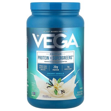 Vega, 優質蛋白質 + Supergreens™，奶油香草味，1 磅 10.8 盎司（760 克）
