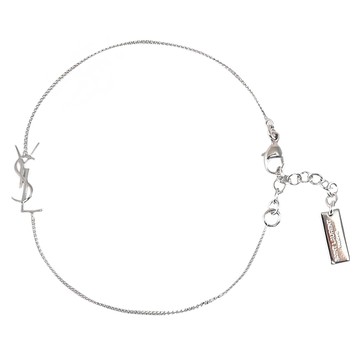 YSL 635533 經典LOGO標誌可調式細鍊手鍊.銀