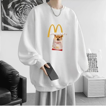 男生衛衣 大碼 寬鬆 秋冬 新款 oversize 潮牌 港風 復古  百搭 可愛小狗印花 休閒 大學T