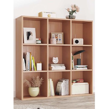 【樂樂】好好Q書架 木質兒童儲物單元格書櫃 三行三列-原木色帶背板款(實木落地書架 自由組合 多格收納)三行三列-原木色帶背板款