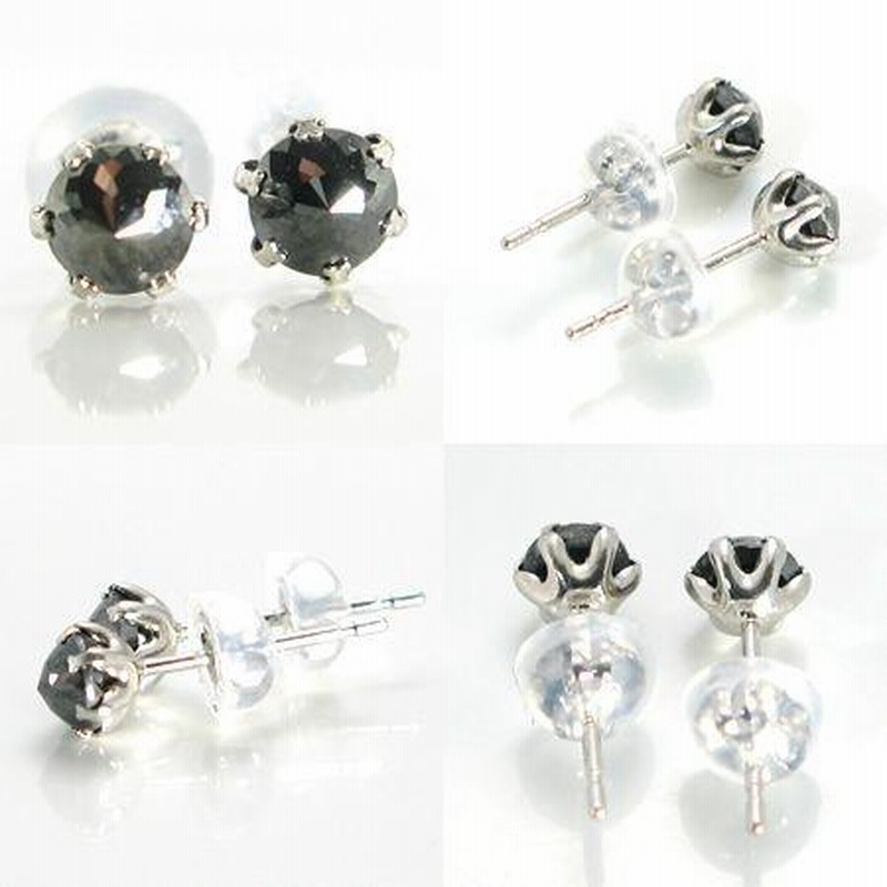 ブラックダイヤスタッドピアス 　 ローズカット0.5ca　プラチナ900 ブラックダイヤスタッドピアス ローズカット0.5ca プラチナ900