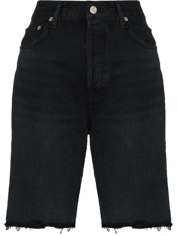 AGOLDE - knee-length denim shorts - women - Cotton - 23 - Black