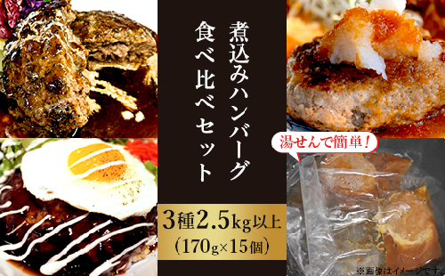 76-97湯せんで簡単！煮込みハンバーグ食べ比べセット 3種2.5kg以上（170g×15個）