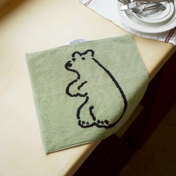 韓國 WARMGREY TAIL 純棉擦手巾 薄荷熊 34 x 34