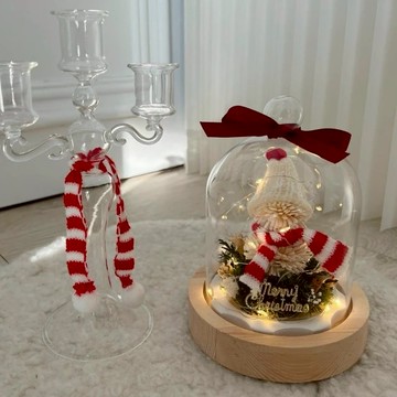 聖誕交換禮物可愛首選【Flora Flower】永生花夜燈-聖誕小雪人 乾燥花 永生花 交互禮物 生日 聖誕