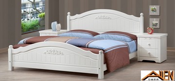 亞倫傢俱*﻿喬伊貝兒鐵杉檜木6*7尺King Size床架 (白色)