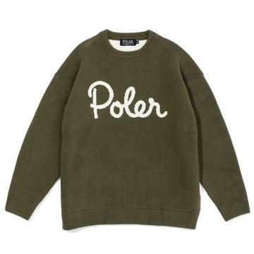 日本限定 POLER ELBOW PATCH KINT 手肘補丁針織上衣 / 休閒上衣 / 橄欖綠