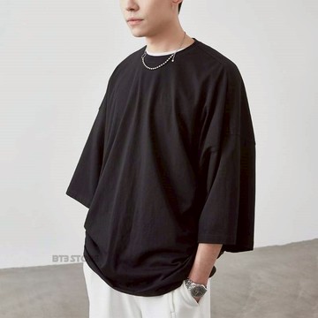 【BT3🇰🇷】八分袖 素面上衣 短袖上衣 OVERSIZE 素T 短T 落肩T  短袖男 男生上衣【MT102】