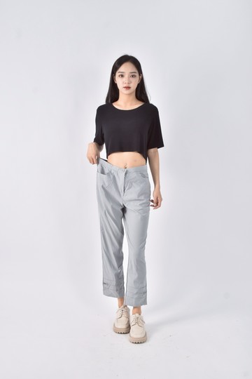 (XL) sc高腰車線藍色長褲