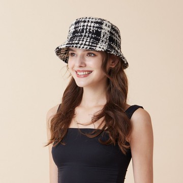 JULIET 花呢桶帽 - 經典黑白