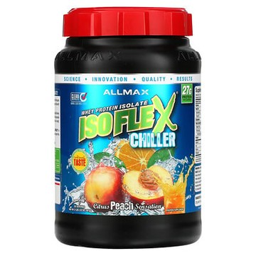 ALLMAX, Isoflex Chiller，全超純乳清分離蛋白（WPI 離子電荷粒子過濾），柑橘桃味，2 磅（907 克）