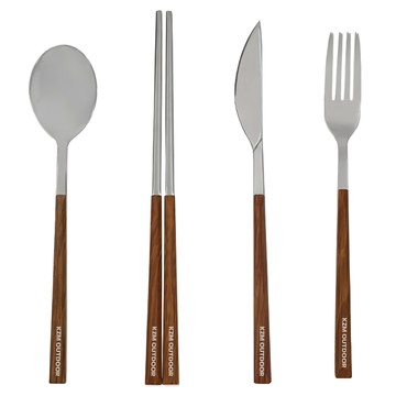 KZM OUTDOOR 風格餐具組附收納袋  混色  1個