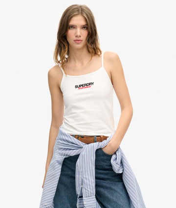 Superdry Women's Women's Sportswear Logo Fitted Cami Top White / Brilliant White - Size: 10 Size: 6