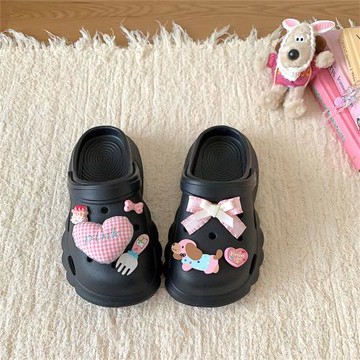 大發少女ins愛心小狗洞洞鞋女夏季外穿eva防滑防臭包頭沙灘涼拖鞋