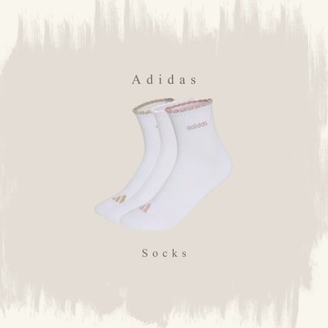 ADIDAS ORIGINALS 荷葉邊 粉 褐色 中筒襪 襪子 三雙一組 KQ6009