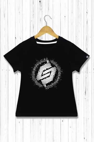 STATELYWORK 網點LOGO T-童裝短T-黑