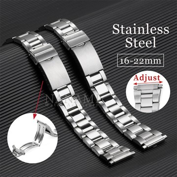 SEIKO 16-22 毫米可調節不銹鋼錶帶 16 17 18 19 20 21 22 毫米通用金屬銀手鍊適用於精工女士