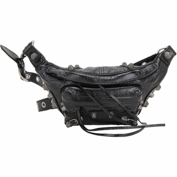 BALENCIAGA 巴黎世家  Le Cagole 鞣製小羊皮機車腰包/胸前包(黑色)