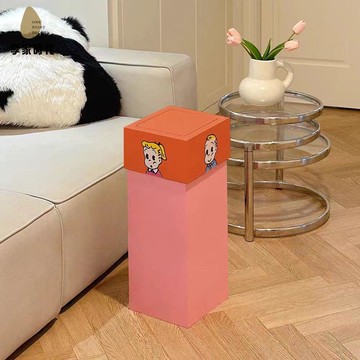 垃圾桶 垃圾箱 奶油風網紅馬卡龍垃圾桶ins風高顏值大號家用創意客廳帶蓋木紙簍 八折減免 特價出 可開發票