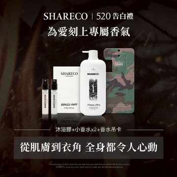 【 SHARECO官方現貨】香水沐浴膠+小香水x2+香水吊卡x1｜男生禮物.男友禮物.男生送禮.男生香氛.男性沐浴乳