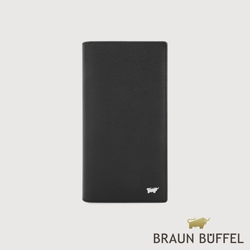 【BRAUN BUFFEL 德國小金牛】台灣總代理 羅根-A 16卡兩折長夾-黑色/BF569-630-BK