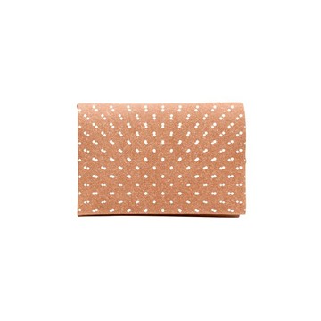 雙用零錢包 - 可放卡片的零錢包【棕色x白色圓點圖案】
