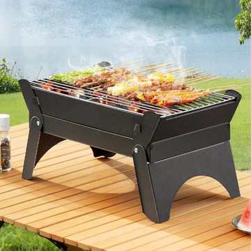 便攜式加厚折疊烤肉架 黑曜石