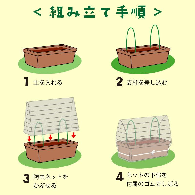 防虫ネットセット プランター用 50〜65cmプランター対応 家庭菜園用 2個セット