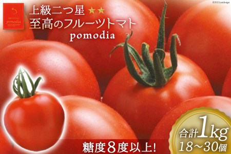 上級 二つ星 至高のフルーツトマト pomodia ポモディア 約1kg（18～30個）  農事組合法人 た・から   山梨県 中央市