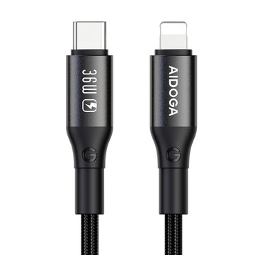 AIDOGA 艾迪伽 爵士系列 36W Type-C-Lightning PD傳輸快充線  鈦灰色  120cm  1條