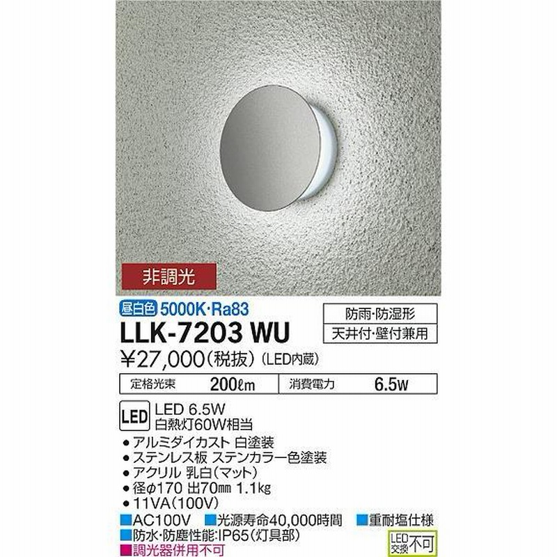 メーカー欠品中※ 大光電機 LED防雨・防湿形ブラケット 非調光 天井付