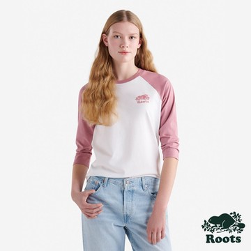 Roots女裝-COOPER BASEBALL 長袖上衣-玫瑰粉